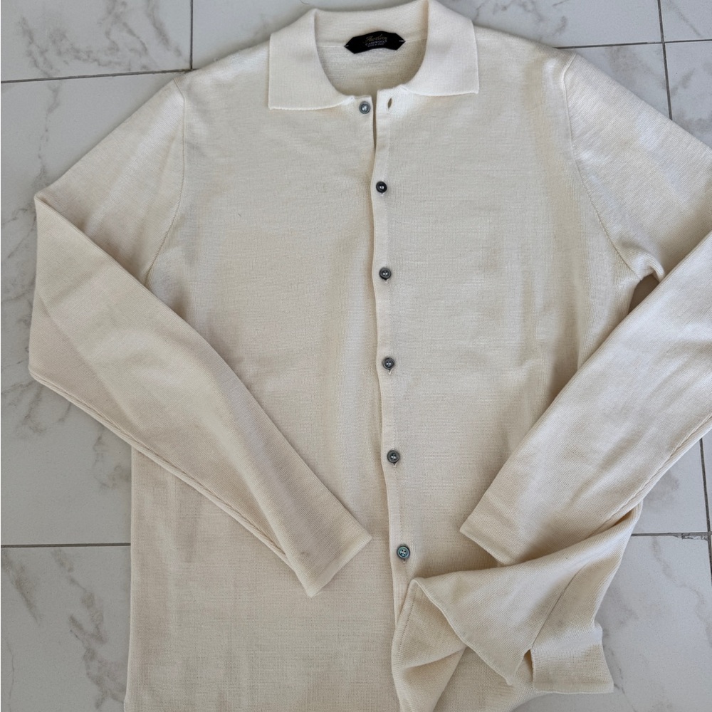 Aurelien size 52 XL men Cream Cardigan collar shirt